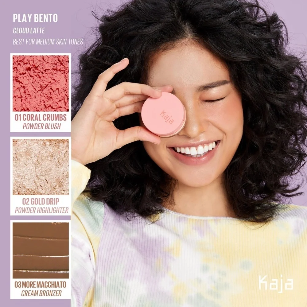 Kaja Beauty Bento Blendable Sculpting Trio Blush Highlighter Bronzer Cloud Latte